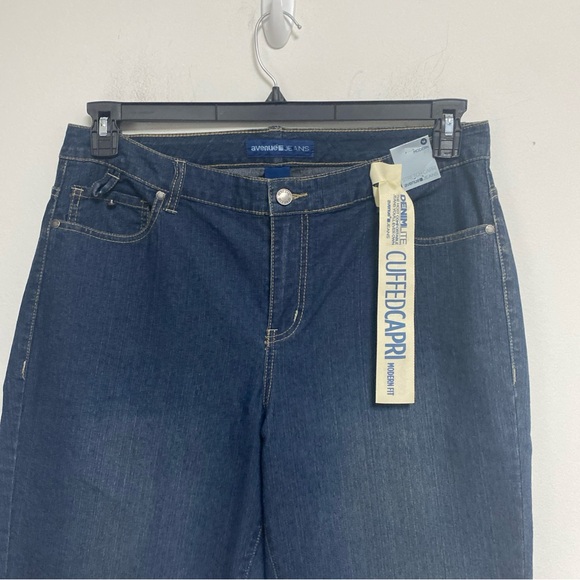 Avenue Jeans Modern Fit Stretch Dark Blue Denim Capris Size 14 - Picture 2 of 7